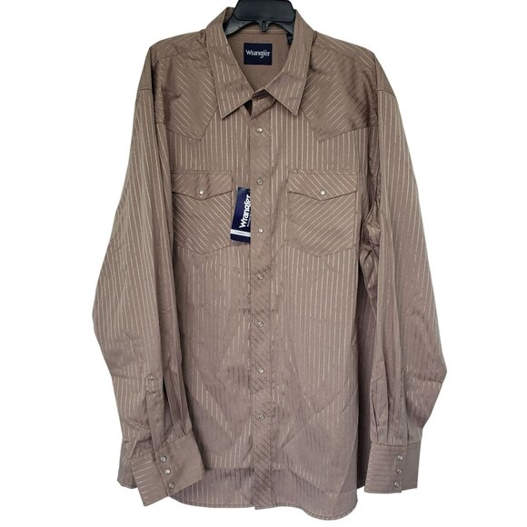 New Wrangler Stripe Metallic Pearl Snap Button Down Shirt 2XLT Western - Picture 1 of 10